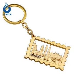 Toeristische Kleur Plating Souvenir Goud Stempel Vorm Metalen Sleutelhanger Voor Dubai Kameel Souvenir