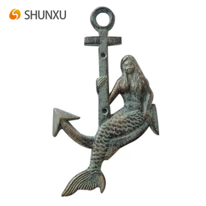 Antieke Bronzen Polyresin Mermaid Anker Muur Decor Boathouse Nautische Thema Kamer Decor Gift voor Seaman