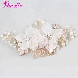 Wedding Bridal Accessoires Crystal Pearl Bruids Haar Side Kam Bloem Vrouwen Haar Stuk Jurk Haar Sieraden