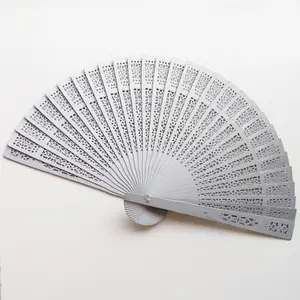 Silver Gold White Chinese Sandalwood Fan Wedding Wooden Fan Lady Dance Fan