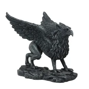 Yaşam Boyutu Bronz Kanatlı Griffin Sanat Heykeli Bakır Gotik Canavar Bahçe Heykel