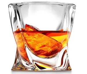Twisted Old Fashioned Drinking Liquor Tumbler Bourbon Cocktail Vodka Tequlia Crystal Whiskey Rock Glass for Home Bar