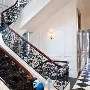 Klasik ferforje korkuluk tasarımı kapalı merdiven korkulukları dekoratif merdiven
