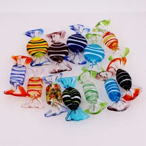 แก้ว Lampwork คริสตัลแฟนซีขนาดใหญ่6ซม.,ขนมคริสต์มาสสีสันสดใสขนมแก้วมูราโน่สำหรับตกแต่งบ้านในวันหยุด