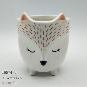 De cerámica maceta suculenta olla Fox en forma de <span class=keywords><strong>Cactus</strong></span> planta sin bandeja de bambú para la casa de escritorio de oficina - Product Image 1