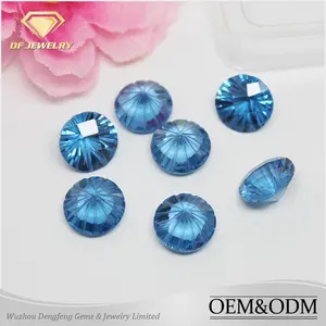 Aguamarina CZ piedras gemas forma redonda máquina de corte de piedra zirconia cúbico AAA grado azul cz circón piedra