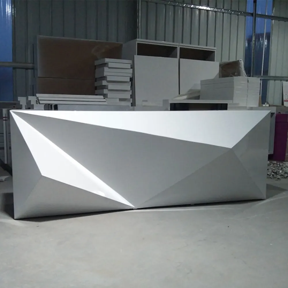 Modern White Small Curved Reception Counter Beauty Salon Store Front Desk