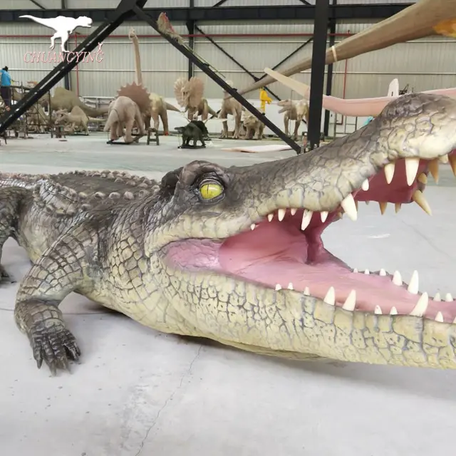 Realistische Animal Sculpturel Animatronic Lopen Krokodil Kunstmatige Dinosaurus 3M Lange; Levensgrote; custom Elke Maat 1 Jaar 110-220V