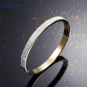 Gelang Stainless Steel Kristal Putih Wanita, Desain Terbaru