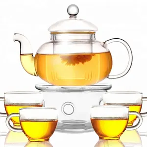600ml di vetro ad alto contenuto di borosilicato macchina per il tè e fornelli Top sicuro trasparente <span class=keywords><strong>teiera</strong></span> con infusore di vetro integrato per il tè - Product Image 1