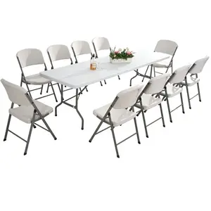 Atacado comercial mesa do banquete de dobramento ao ar livre plástico e cadeira