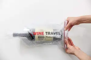 Saco de transporte plástico de proteção de garrafa de vinho com alça pvc bolha material laminado