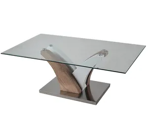 Tavolino quadrato con gambe in mdf bianco alto vetro