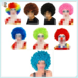 Disfraz de fiesta barato pelucas de <span class=keywords><strong>payaso</strong></span> sintéticas afro rizadas cortas de color <span class=keywords><strong>verde</strong></span> - Product Image 3