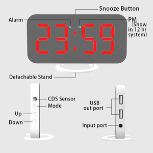Đồng Hồ LED Gắn Tường, Đồng Hồ Báo Thức Kỹ Thuật Số Có Bộ Điều Chỉnh Độ Sáng, Thời Gian, Báo Thức, Chức Năng Báo Lại, Sạc Điện Thoại - Product Image 2