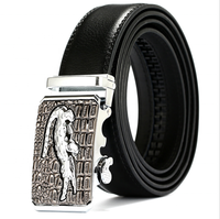 Robe formelle hommes ceinture alligator boucle automatique ceinture amazon fournisseur crocodile en cuir véritable ceinture à cliquet