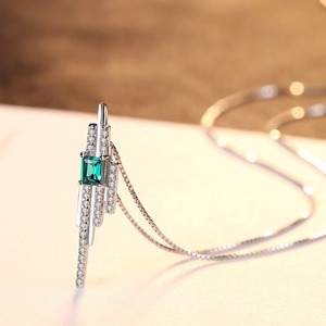 CZCITY vera <span class=keywords><strong>collana</strong></span> di <span class=keywords><strong>topazio</strong></span> verde sintetico 925 in argento Sterling ciondoli collane gioielli da sposa pregiati da donna - Product Image 5