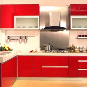 Armario de cocina moderno brillo mate color rojo