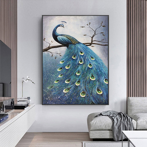 Prodotti caldi prezzo all'ingrosso appeso a parete pittura su vetro <span class=keywords><strong>pavone</strong></span> - Product Image 5