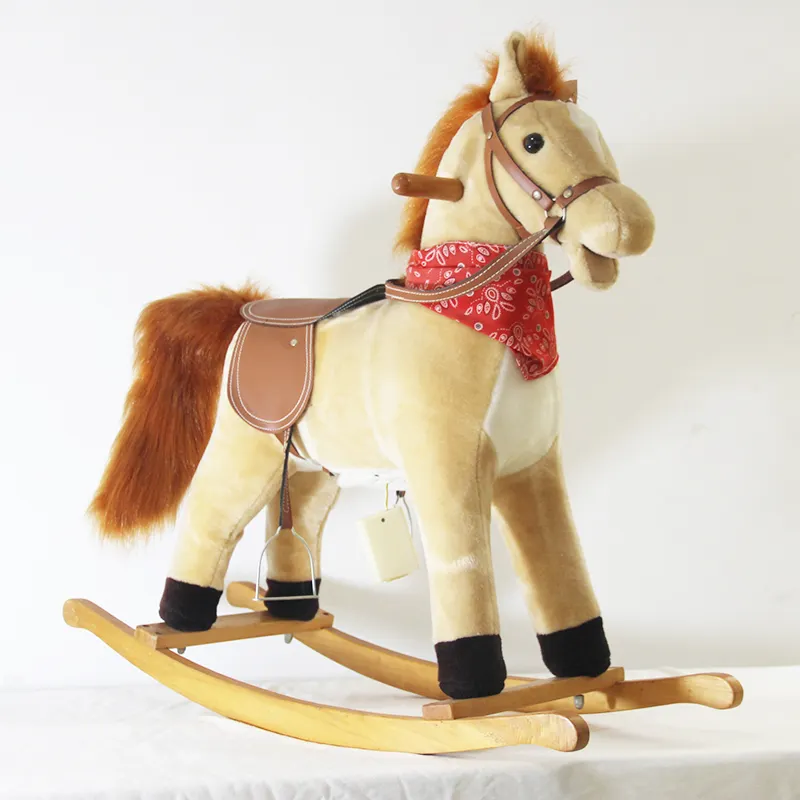 Cavalo de pelúcia para crianças, cavalo de brinquedo com lenço vermelho