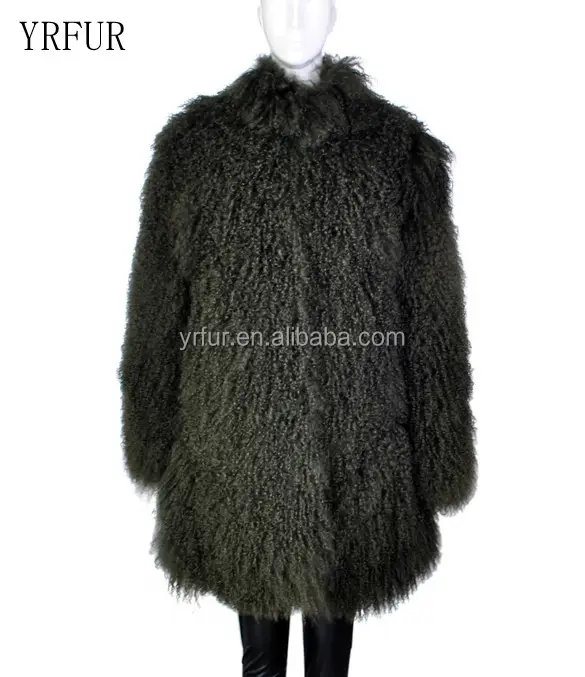 YR659 Mantel Kulit Bulu Domba Mongolia Gaya Rusia Panjang Mode Ukuran Disesuaikan