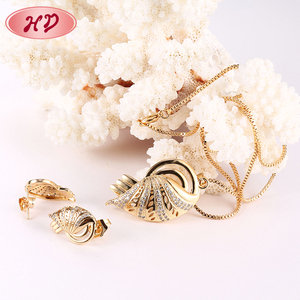 Hermoso diseño de pendientes y collar al por mayor de Dubái dorado diseños de joyería fotos - Product Image 3