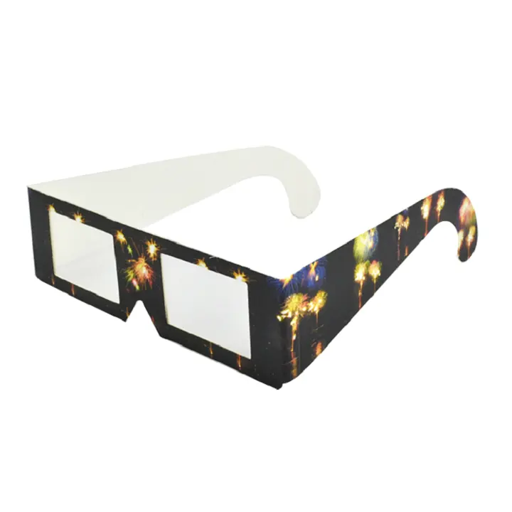 Фабричная поставка с индивидуальным логотипом, полноцветные печатные фестивальные картонные дифракционные очки для фейерверков или вечеринок