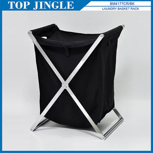 Cesta de lavandería duradera y portátil de tubo de Metal de hierro plegable amarillo para la organización del hogar Top Jingle BM4177CR/YW_D - Product Image 2