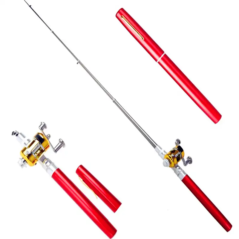 Promo portable pocket aluminum pen shaped telescoping fishing rod
