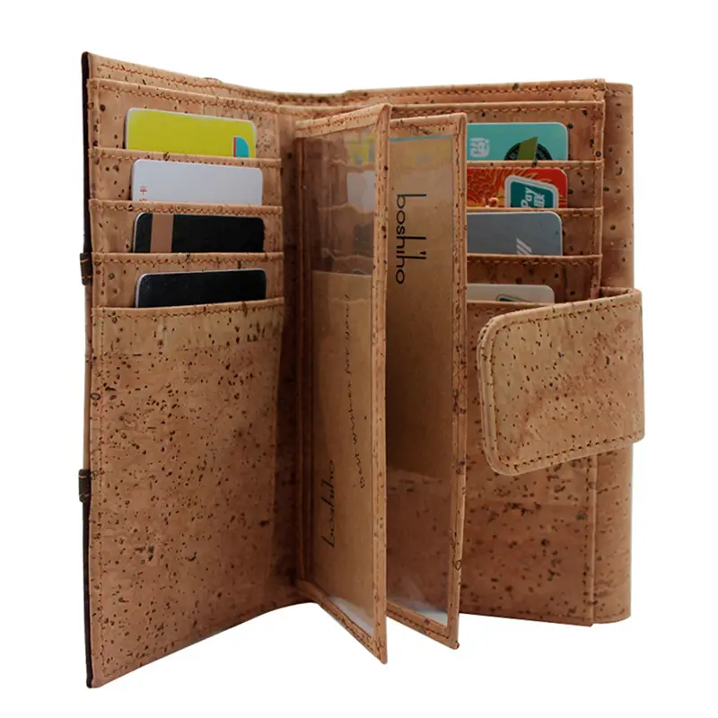 Boshiho Damen Phantasie Artikel mehrfarbige Natur kork Holz Brieftasche