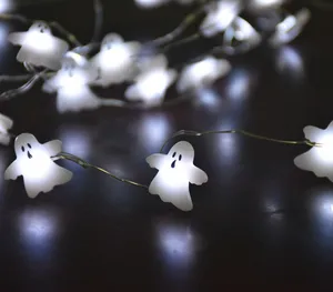 Grosir hantu operator-AA Baterai Dioperasikan Kawat Tembaga Peri Lampu Luces De Halloween Hantu Putih