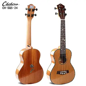 24 zoll solide top zedernholz Ukulele mit bunte shell inlay mahagoni zurück und installieren mit Pickup