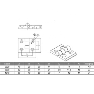 Großhandel Moderne Schwarze 3030 Serie Kunststoff-Scharniere Zubehör für Innentüren Fenster 4mm Dicke 180° Öffnungswinkel - Product Image 4