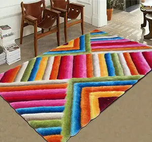 Popular Rainbow Design 100% Polyester Shaggy Carpet Kids room carpet