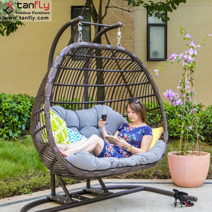 Nouveau design de causeuse <span class=keywords><strong>suspendue</strong></span> en rotin et osier Chaise pivotante en osier <span class=keywords><strong>suspendue</strong></span> Chaise en rotin de <span class=keywords><strong>jardin</strong></span> - Product Image 5