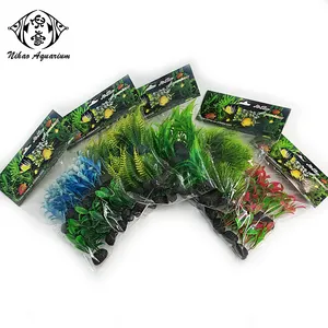 10 pièces/paquet Petites plantes vertes artificielles, faux arbre, herbe de simulation pour aquarium de bureau, aquarium de poissons - Product Image 1