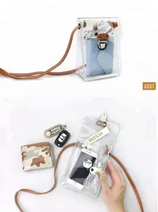 אופנה נשים Crossbody ברור PVC פאוץ תיק טלפון, מותאם אישית שקוף PVC קלע תיק כתף