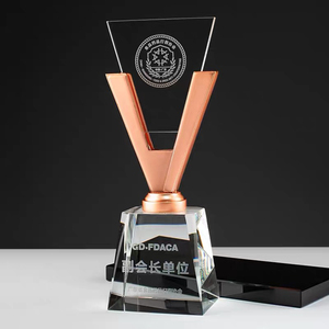 2020 Custom Attractive Clear Crystal with Metal Glass Trophy Crystal Crafts