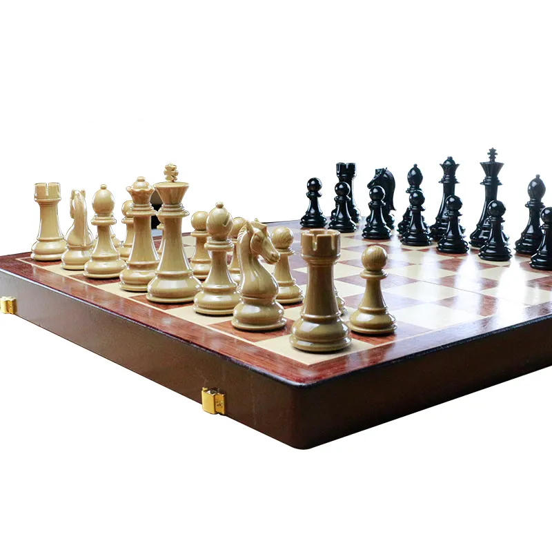 Роскошный дорожный Шахматный набор с классическими металлическими деталями и складной деревянной шахматной доской для хранения