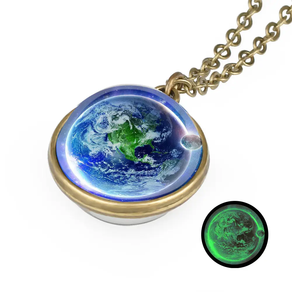 Best selling moon necklace in darkness glowing universe planet necklace for women jewelry
