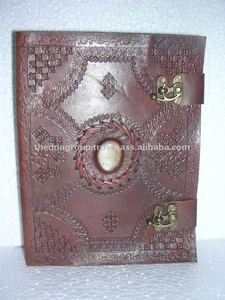 Wholesale Genuine Handmade Embossed Stone Leather <b>Notebook</b> Hardcover <b>with</b> 2 <b>Locks</b> - Product Image 2