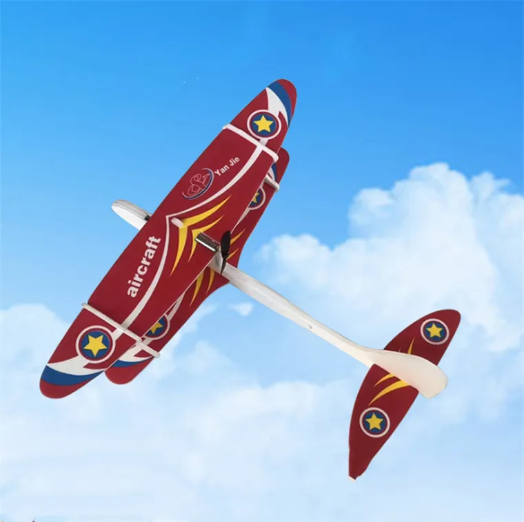 Juguetes de los niños al por mayor de la vela es inercial Avión de espuma juguete volador mano tira de espuma EPP planeador avión para niño