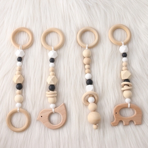Bird & Elephant anello per massaggiagengive in legno perline in Silicone BPA sonaglio appeso gratuito Baby Play Gym - Product Image 5