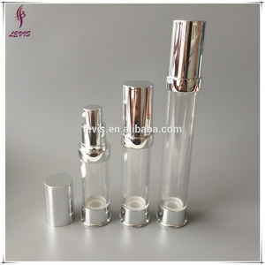 Plástico claro airless bomba de la loción con tapa de plata - Product Image 1