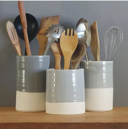 Conjunto de utensílio de cozinha, conjunto de garfo branco e cinza atacado