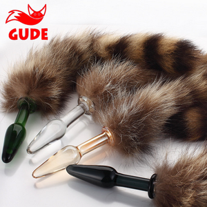 Анальная пробка с лисьим хвостом, животным хвостом, Хрустальная стеклянная Анальная пробка с длинным хвостом, способ вставки, дешевая Анальная пробка - Product Image 2