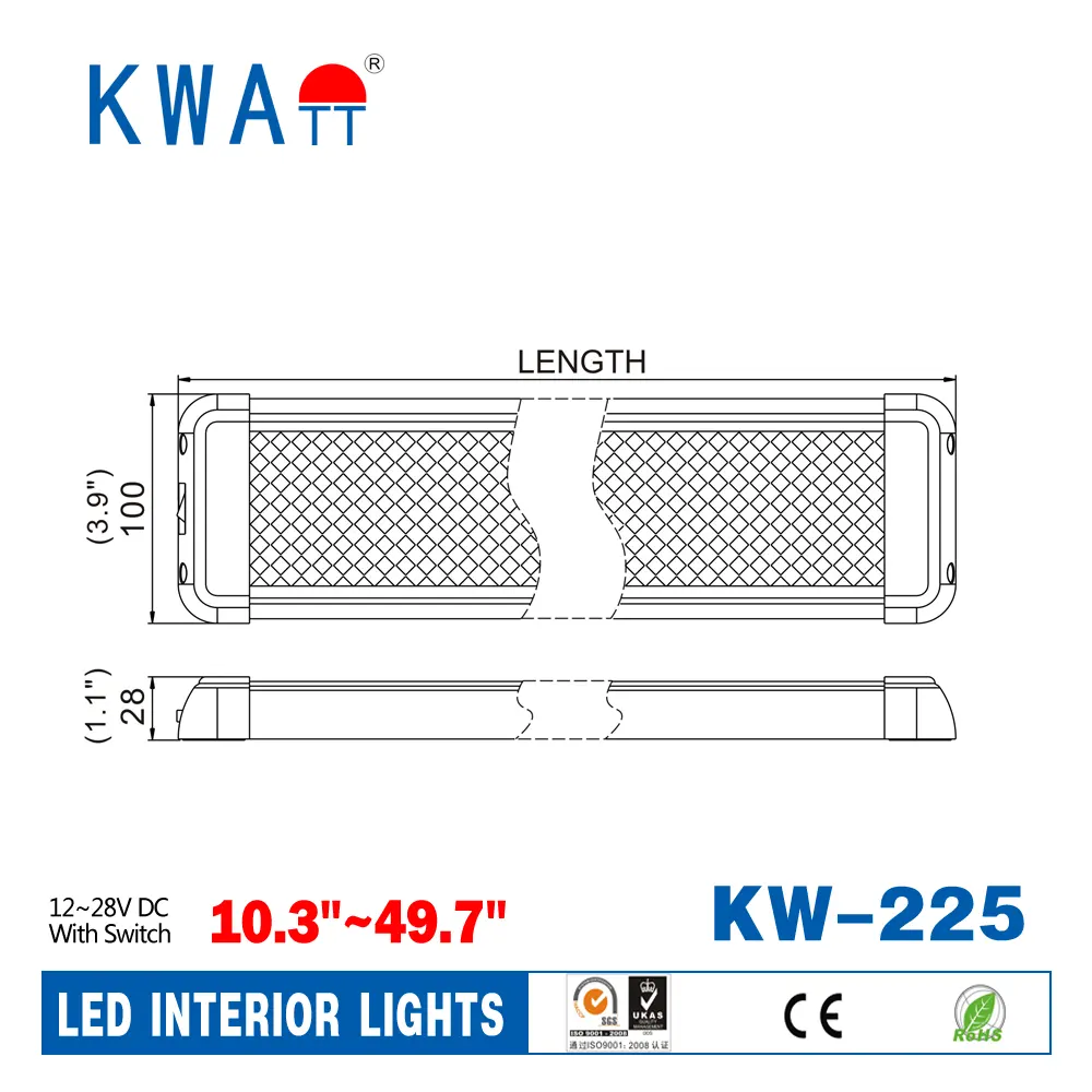 Luces interiores LED para coches, cabina, RV con CE RoHS, 12-24V, rectangulares, 12 Uds.