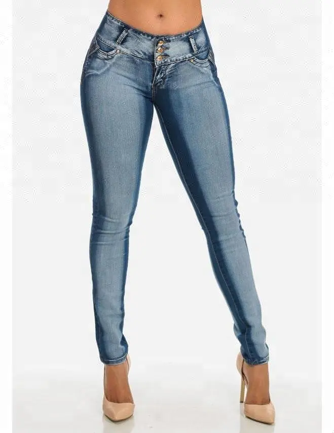 Reale lupo colombiano dei jeans blu scuro allover nodi di lavaggio a vita bassa skinny brasiliano butt sollevamento dei jeans