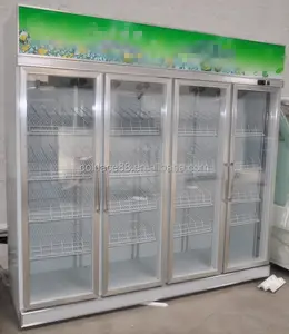 Customized commercial 4 door glass beverage air freezer display cooler for supermarket