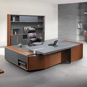 Mesa de escritório 2.4m premium ceo, boss, couro, moderna, para móveis de escritório
